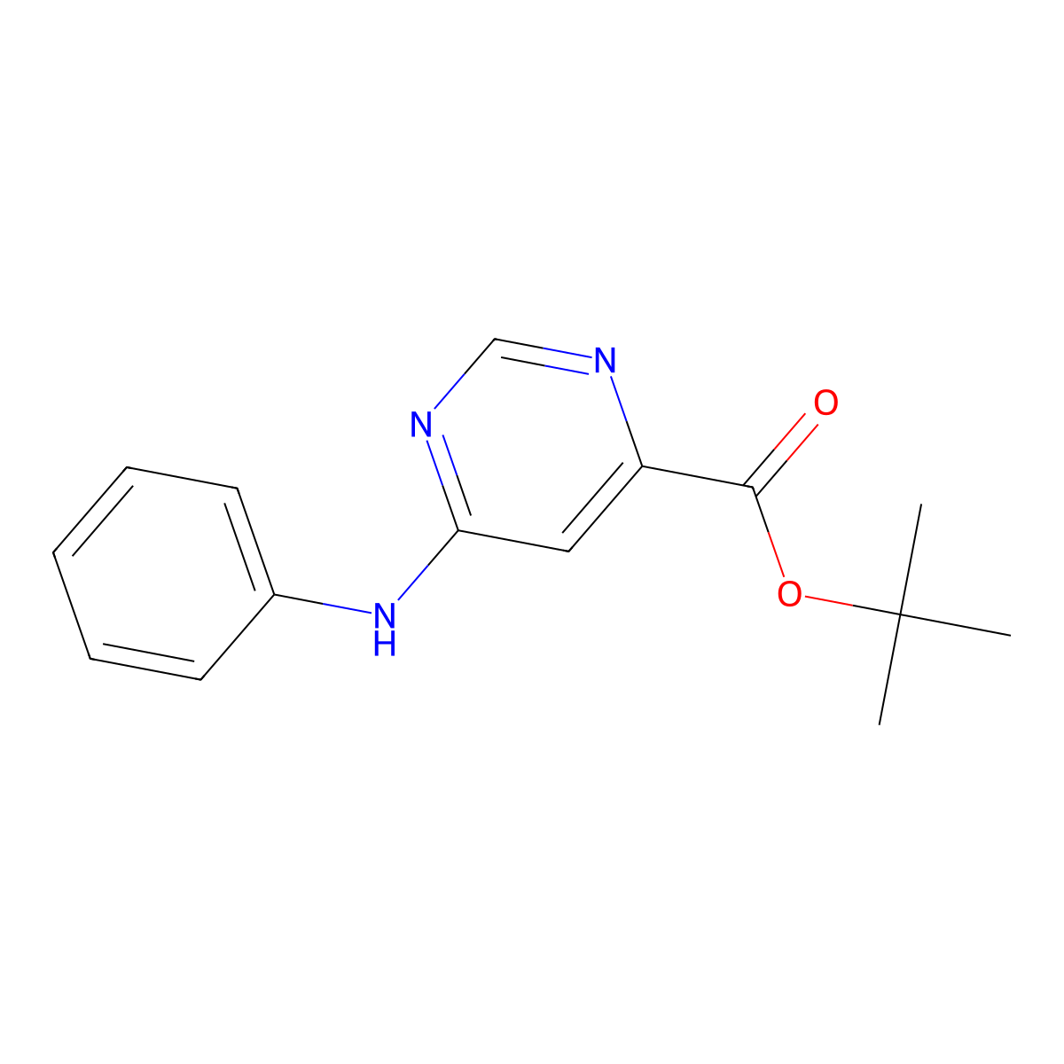 Tert-butyl 6-(phenylamino)pyrimidine-4-carboxylate molecular structure, CAS 2639420-80-5