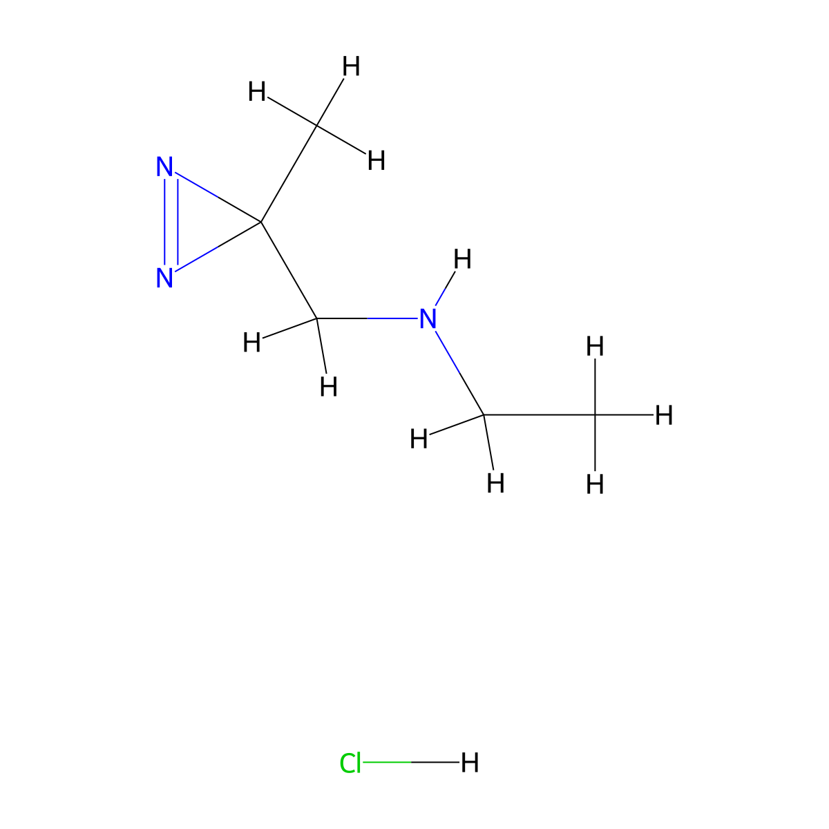 ethyl[(3-methyl-3H-diazirin-3-yl)methyl]aminehydrochloride molecular structure, CAS 2639420-81-6