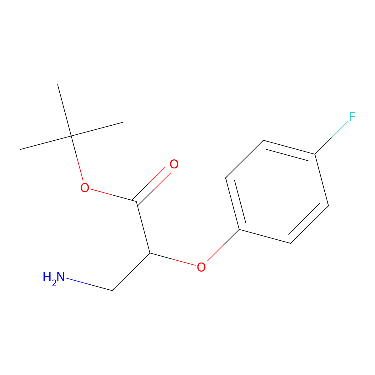 Tert-butyl 3-amino-2-(4-fluorophenoxy)propanoate molecular structure, CAS 2639420-88-3