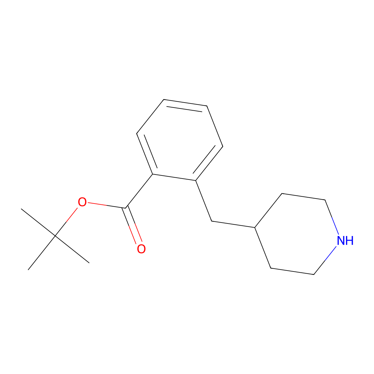 Tert-butyl 2-[(piperidin-4-yl)methyl]benzoate molecular structure, CAS 2639420-96-3