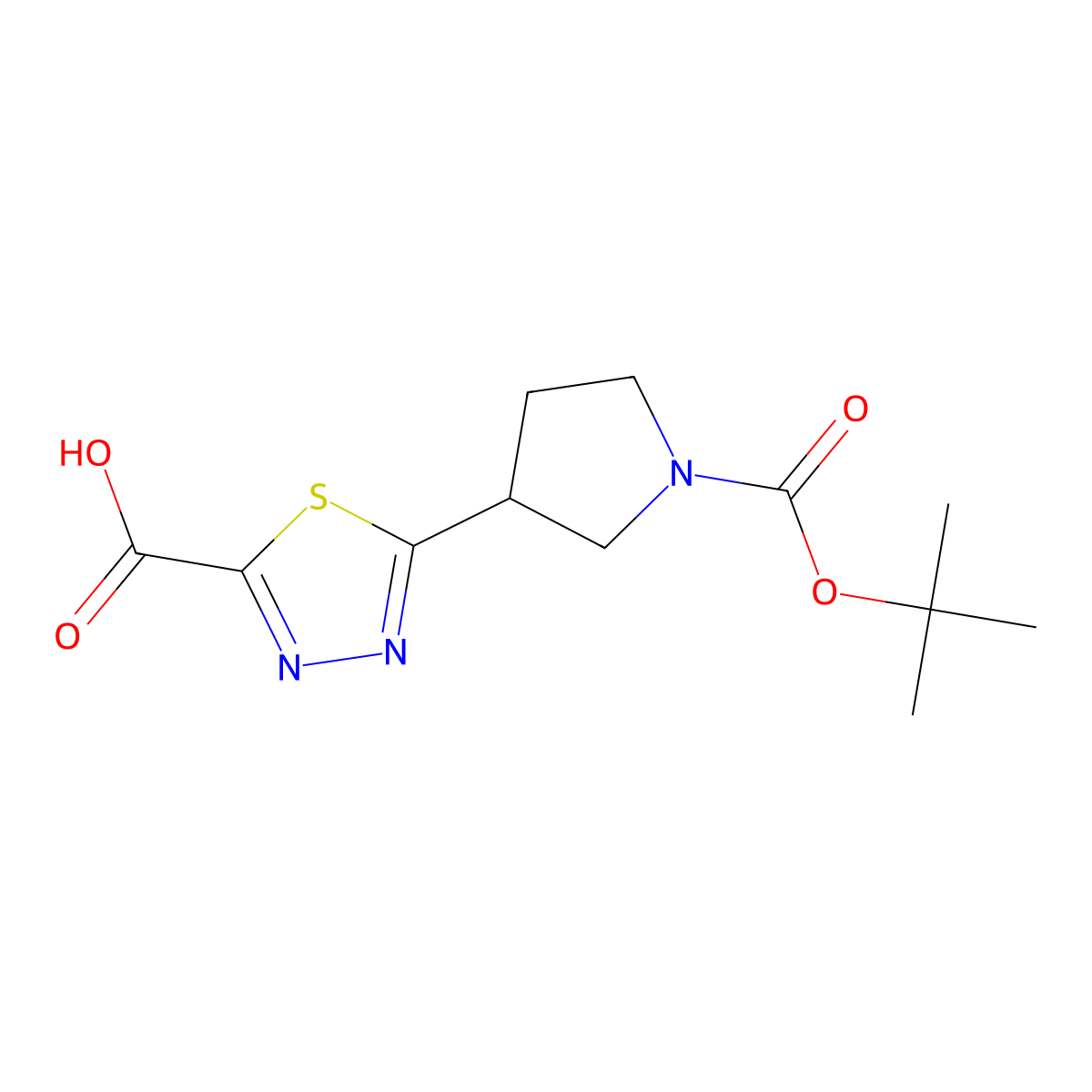 5-{1-[(Tert-butoxy)carbonyl]pyrrolidin-3-yl}-1,3,4-thiadiazole-2-carboxylic acid molecular structure, CAS 2639420-98-5