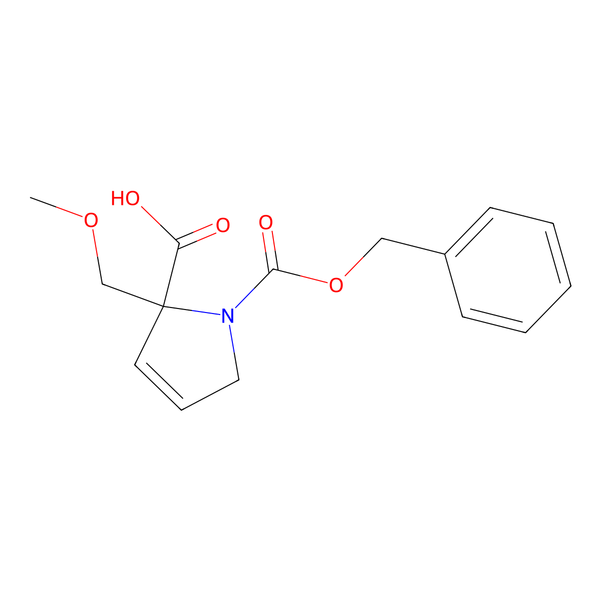 1-[(benzyloxy)carbonyl]-2-(methoxymethyl)-2,5-dihydro-1H-pyrrole-2-carboxylic acid molecular structure, CAS 2639421-00-2