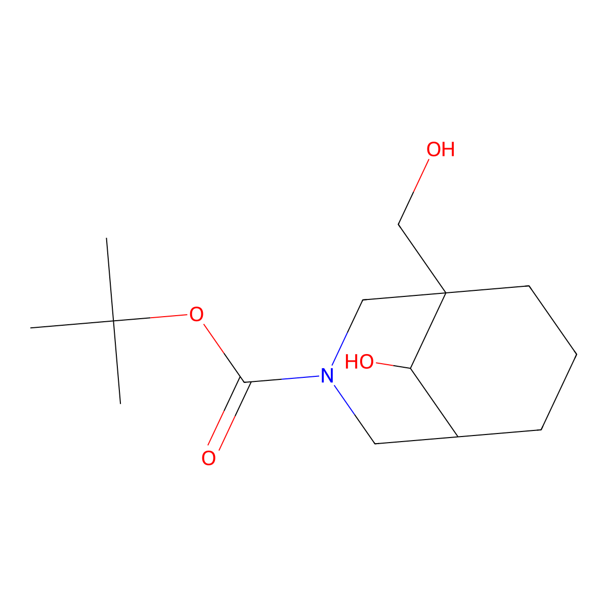 Tert-butyl 9-hydroxy-1-(hydroxymethyl)-3-azabicyclo[3.3.1]nonane-3-carboxylate molecular structure, CAS 2639421-01-3
