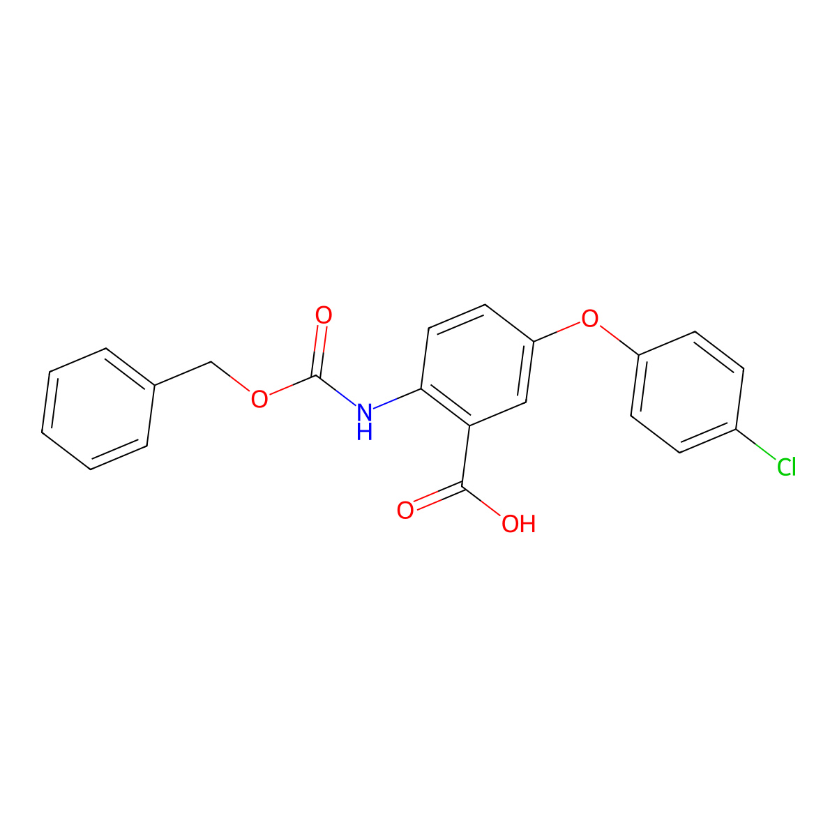 2-{[(Benzyloxy)carbonyl]amino}-5-(4-chlorophenoxy)benzoic acid molecular structure, CAS 2639421-03-5