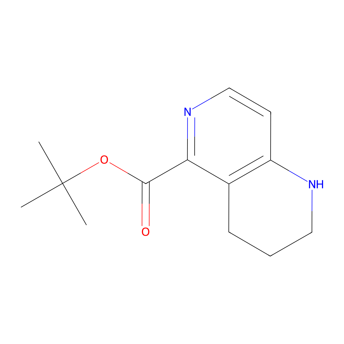 Tert-butyl 1,2,3,4-tetrahydro-1,6-naphthyridine-5-carboxylate molecular structure, CAS 2639421-04-6