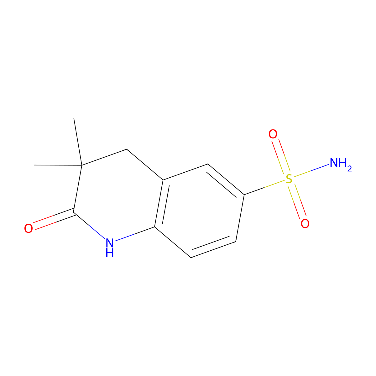 3,3-Dimethyl-2-oxo-1,2,3,4-tetrahydroquinoline-6-sulfonamide molecular structure, CAS 2639421-06-8