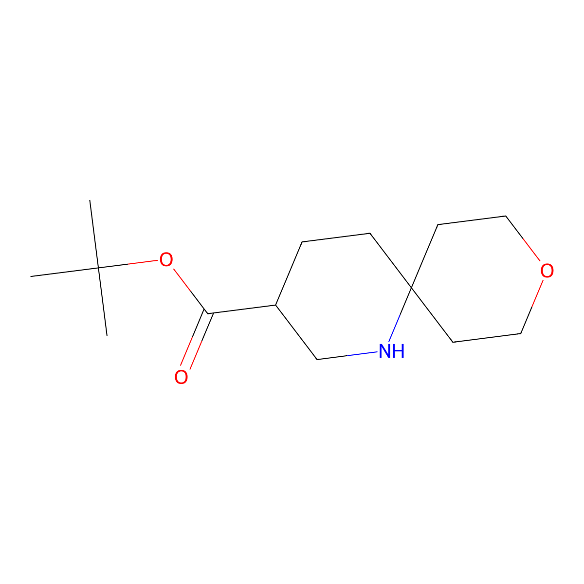 Tert-butyl 9-oxa-1-azaspiro[5.5]undecane-3-carboxylate molecular structure, CAS 2639421-15-9
