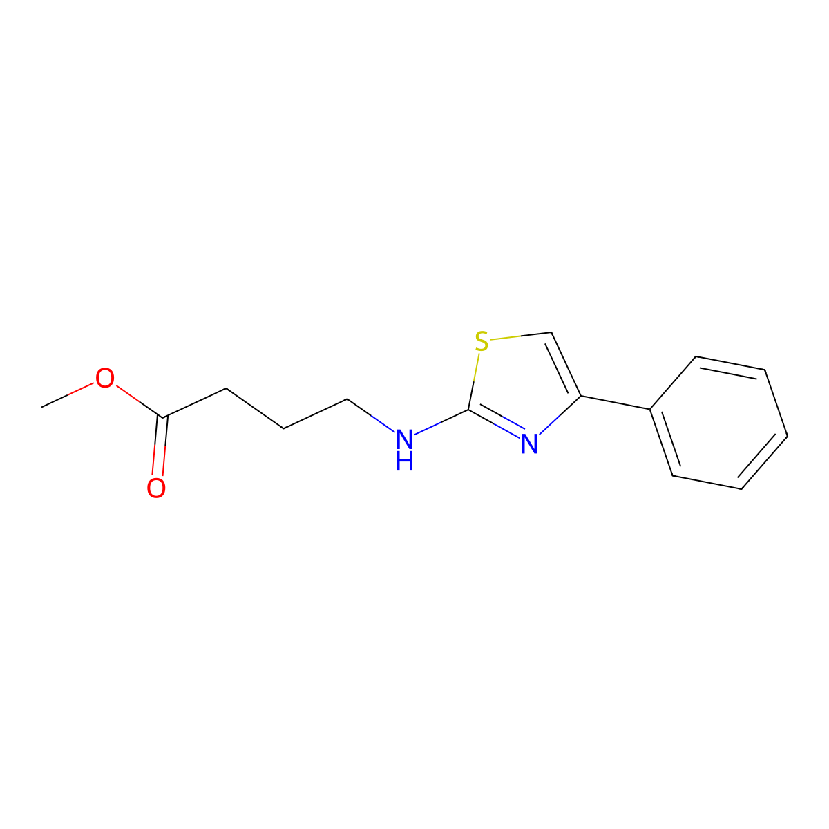 Methyl 4-[(4-phenyl-1,3-thiazol-2-yl)amino]butanoate molecular structure, CAS 2639421-18-2