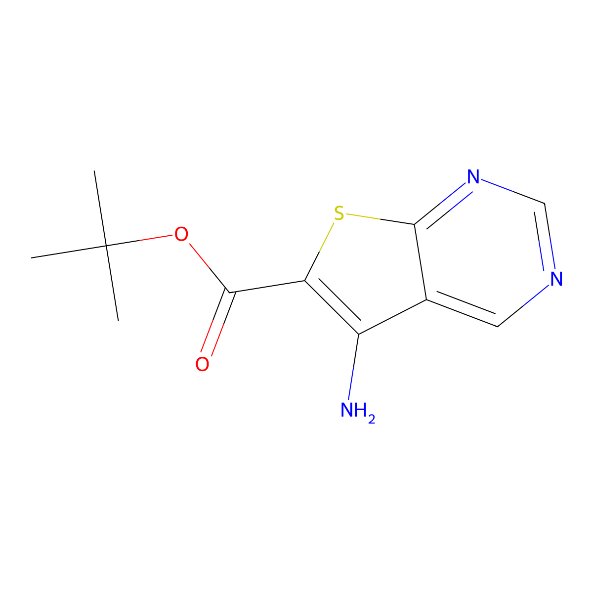 Tert-butyl 5-aminothieno[2,3-d]pyrimidine-6-carboxylate molecular structure, CAS 2639421-25-1