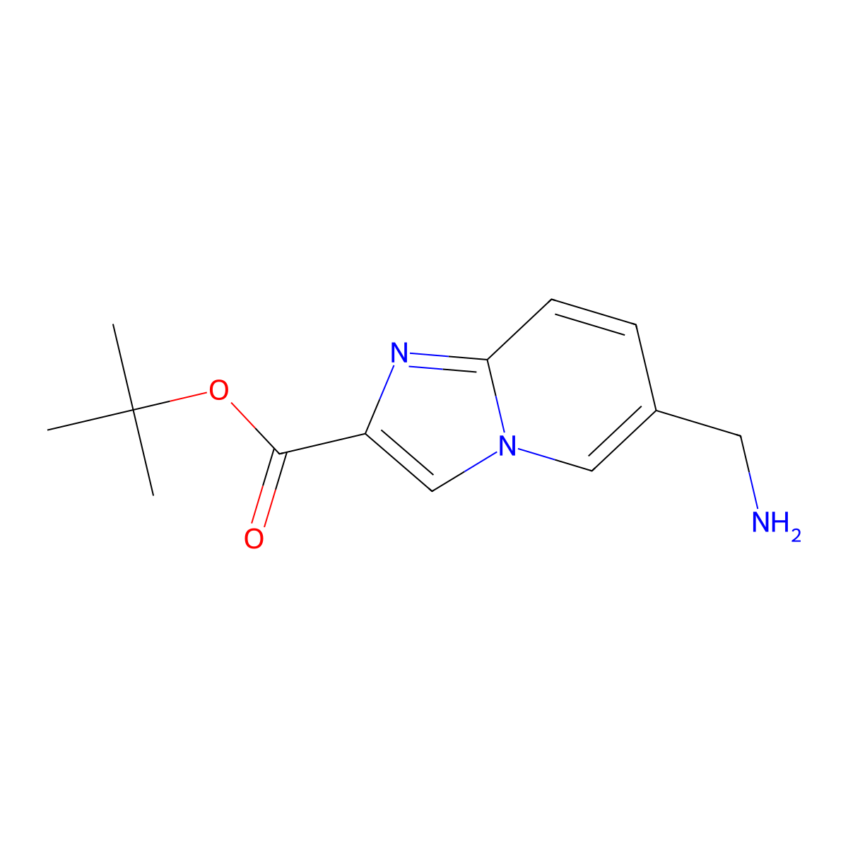 Tert-butyl 6-(aminomethyl)imidazo[1,2-a]pyridine-2-carboxylate molecular structure, CAS 2639421-29-5