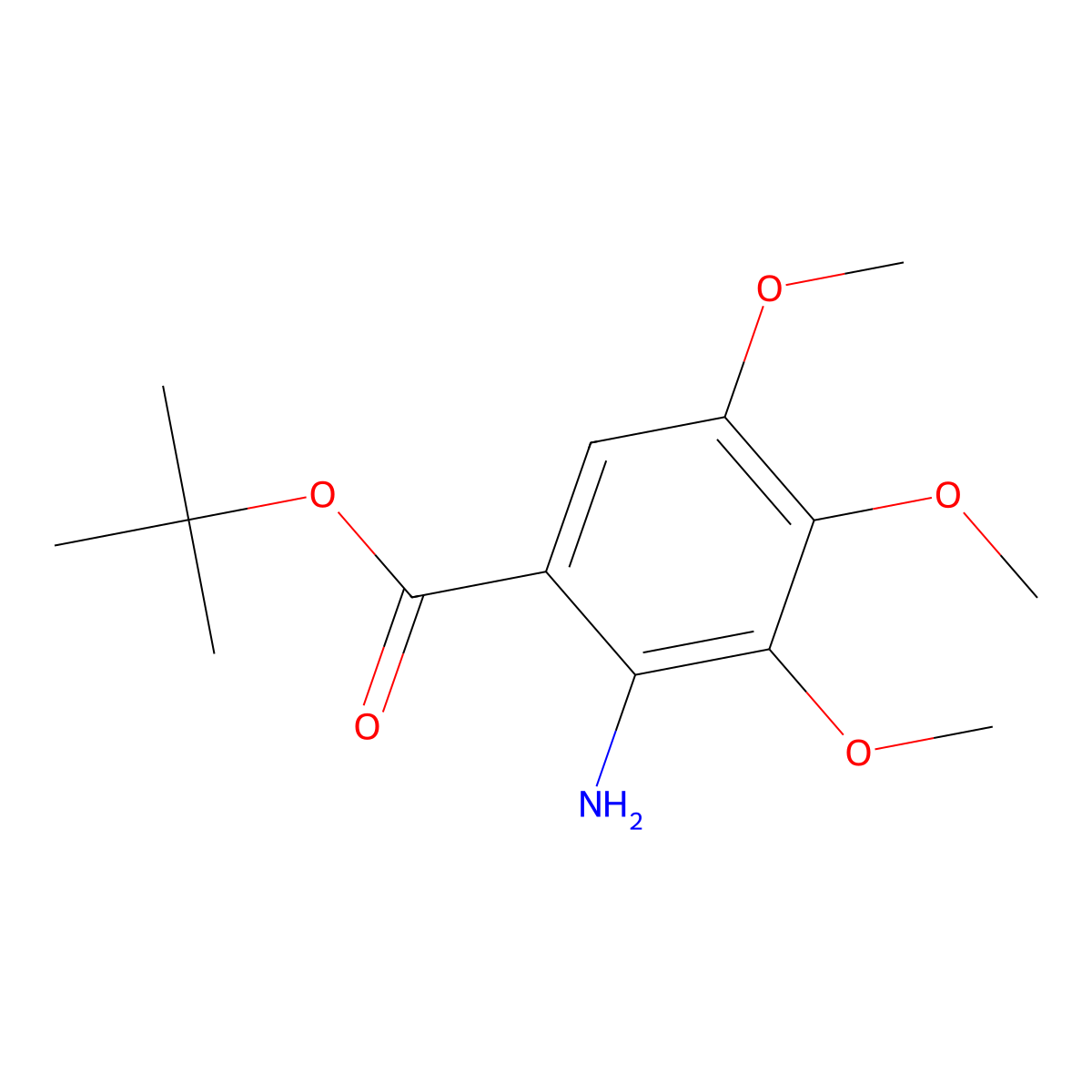 Tert-butyl 2-amino-3,4,5-trimethoxybenzoate molecular structure, CAS 2639421-47-7