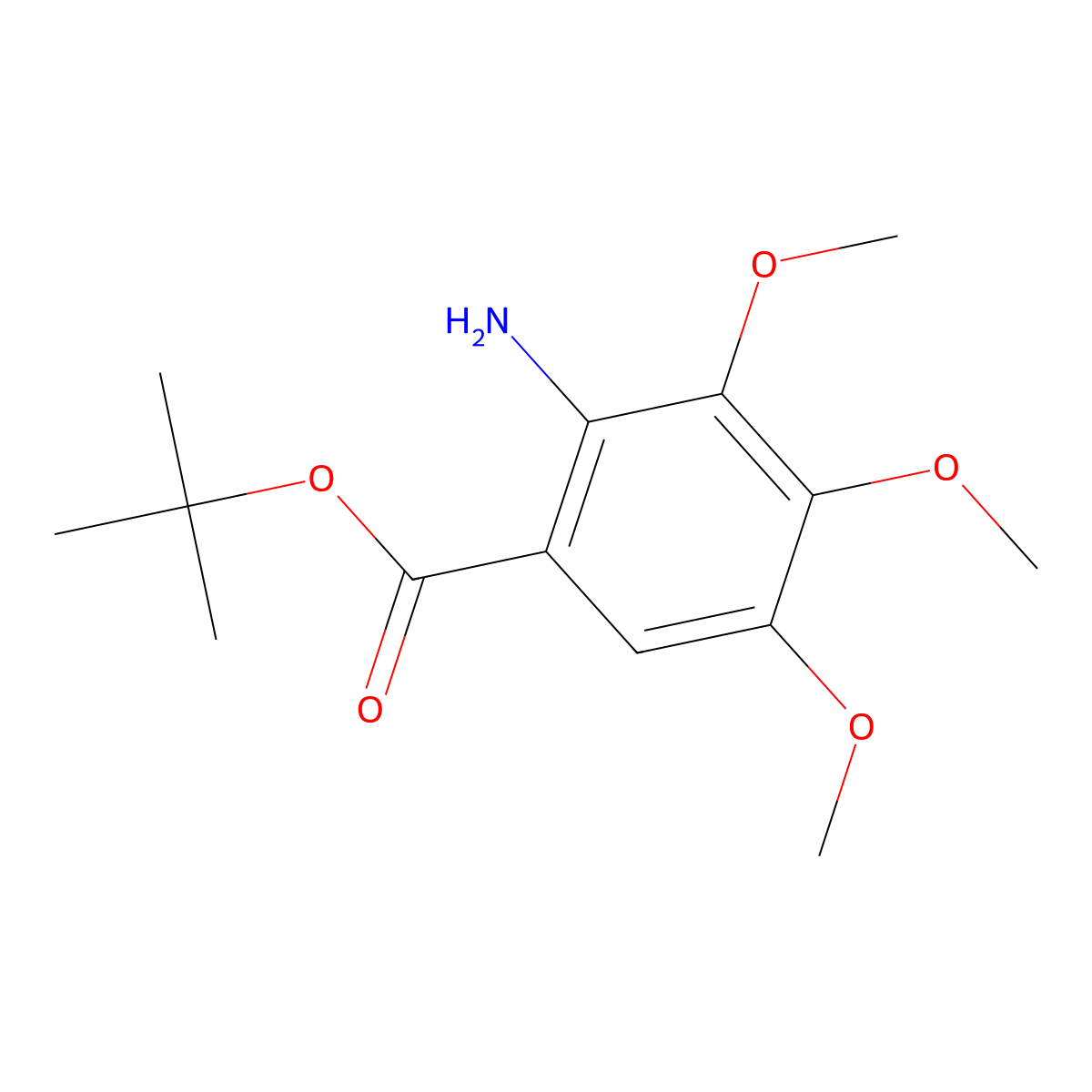 Tert-butyl 2-amino-3,4,5-trimethoxybenzoate molecular structure, CAS 2639421-47-7