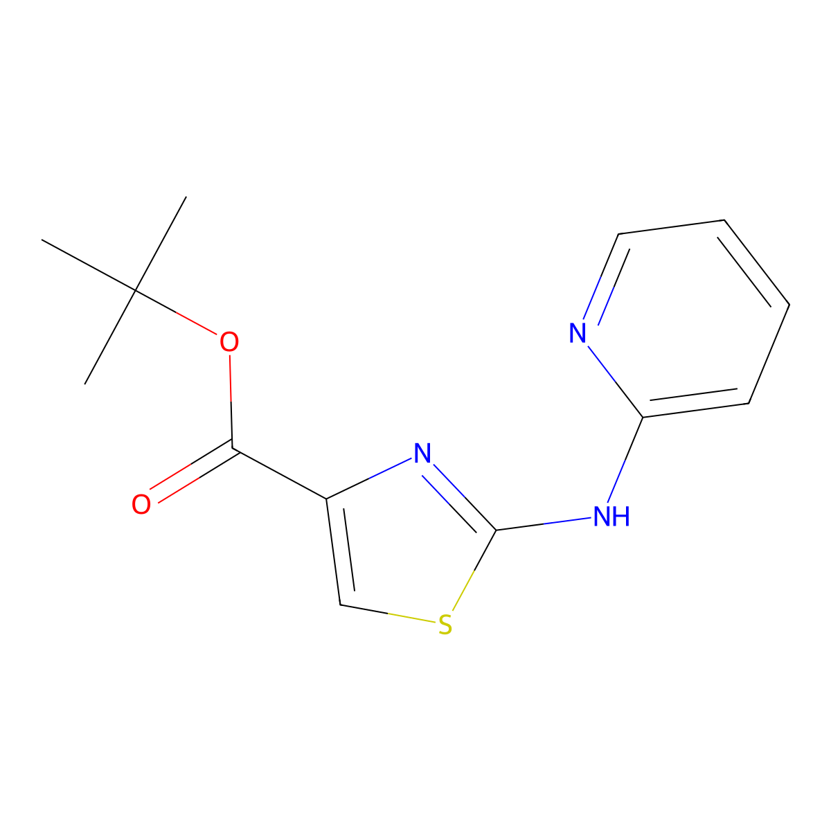 Tert-butyl 2-[(pyridin-2-yl)amino]-1,3-thiazole-4-carboxylate molecular structure, CAS 2639421-64-8