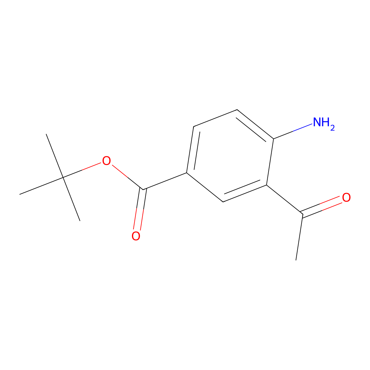 Tert-butyl 3-acetyl-4-aminobenzoate molecular structure, CAS 2639421-74-0