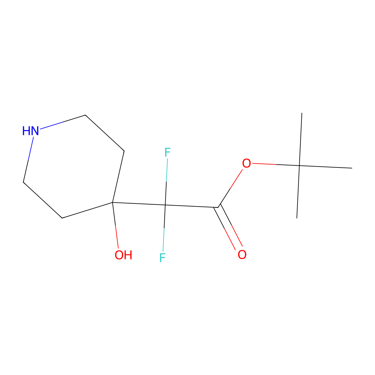 Tert-butyl 2,2-difluoro-2-(4-hydroxypiperidin-4-yl)acetate molecular structure, CAS 2639421-80-8