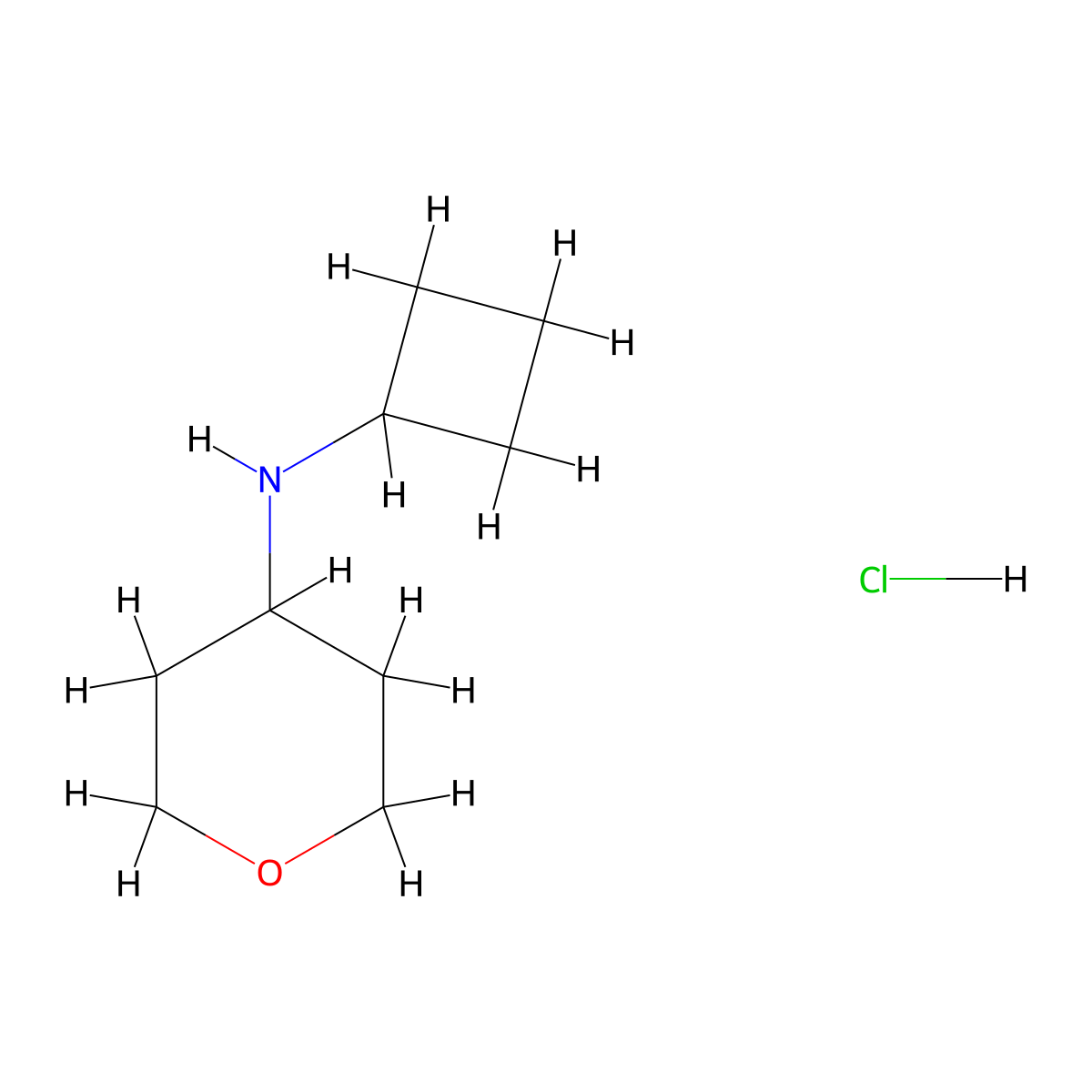 N-cyclobutyloxan-4-amine hydrochloride molecular structure, CAS 2639421-83-1