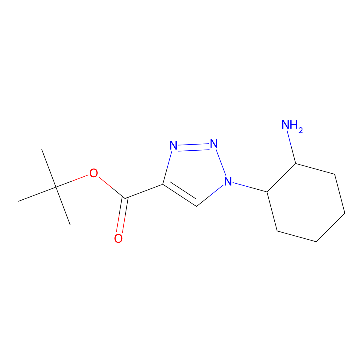 tert-butyl 1-(2-aminocyclohexyl)-1H-1,2,3-triazole-4-carboxylate molecular structure, CAS 2639421-84-2