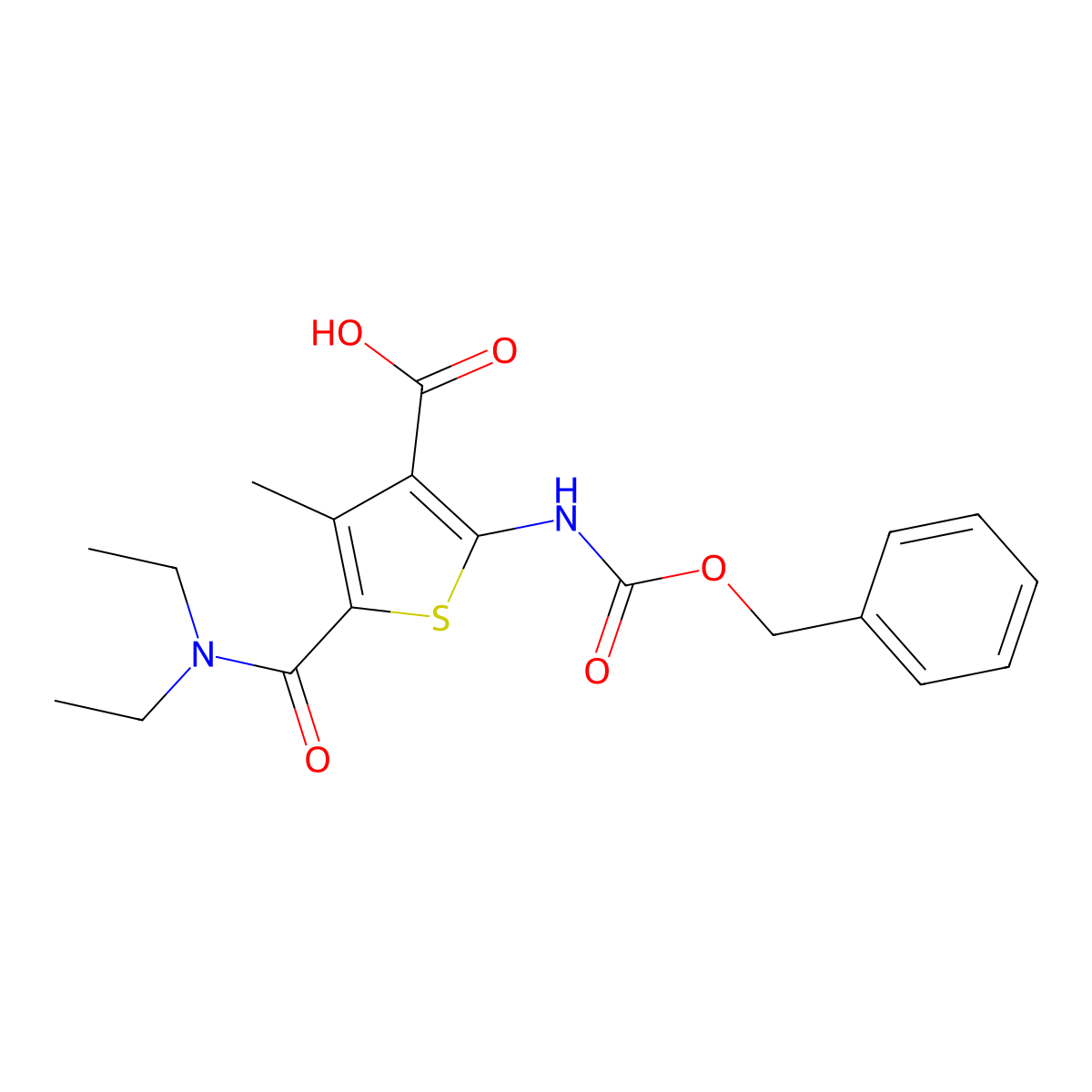 2-{[(Benzyloxy)carbonyl]amino}-5-(diethylcarbamoyl)-4-methylthiophene-3-carboxylic acid molecular structure, CAS 2639421-88-6