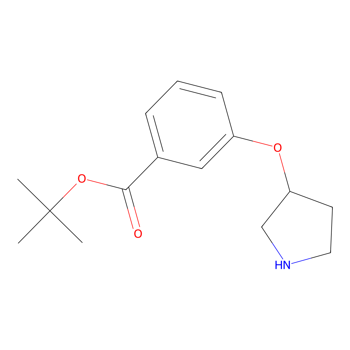 Tert-butyl 3-(pyrrolidin-3-yloxy)benzoate molecular structure, CAS 2639421-90-0