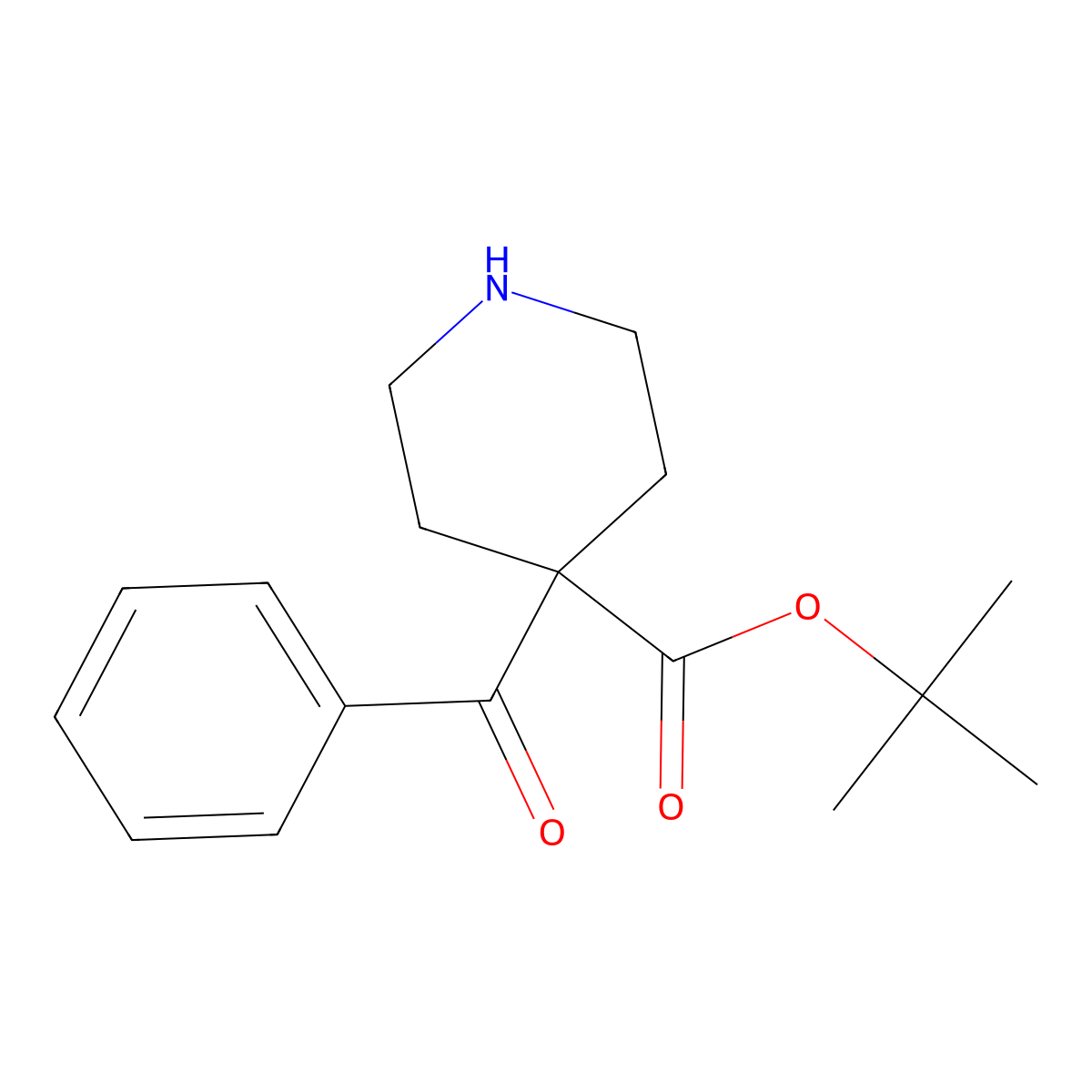Tert-butyl 4-benzoylpiperidine-4-carboxylate molecular structure, CAS 2639421-96-6