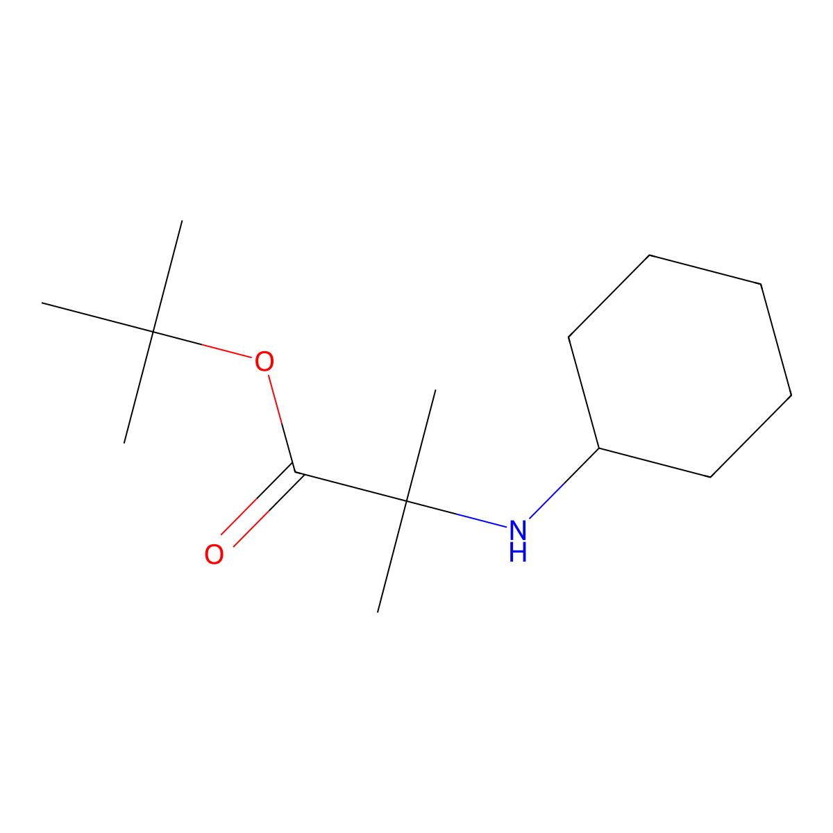 Tert-butyl 2-(cyclohexylamino)-2-methylpropanoate molecular structure, CAS 2639422-04-9