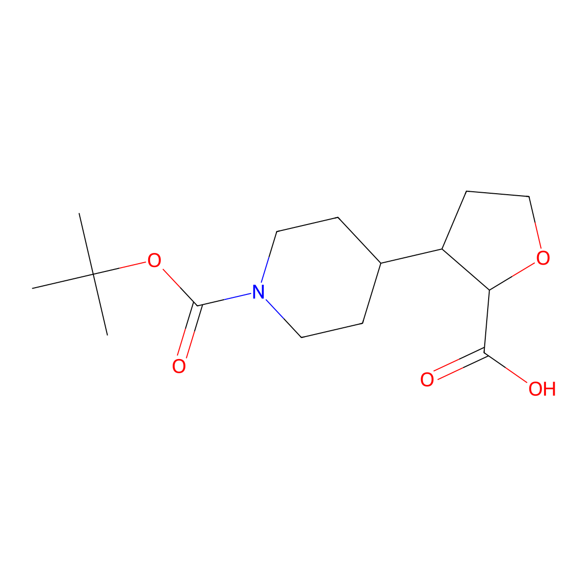 3-{1-[(Tert-butoxy)carbonyl]piperidin-4-yl}oxolane-2-carboxylic acid molecular structure, CAS 2639422-07-2