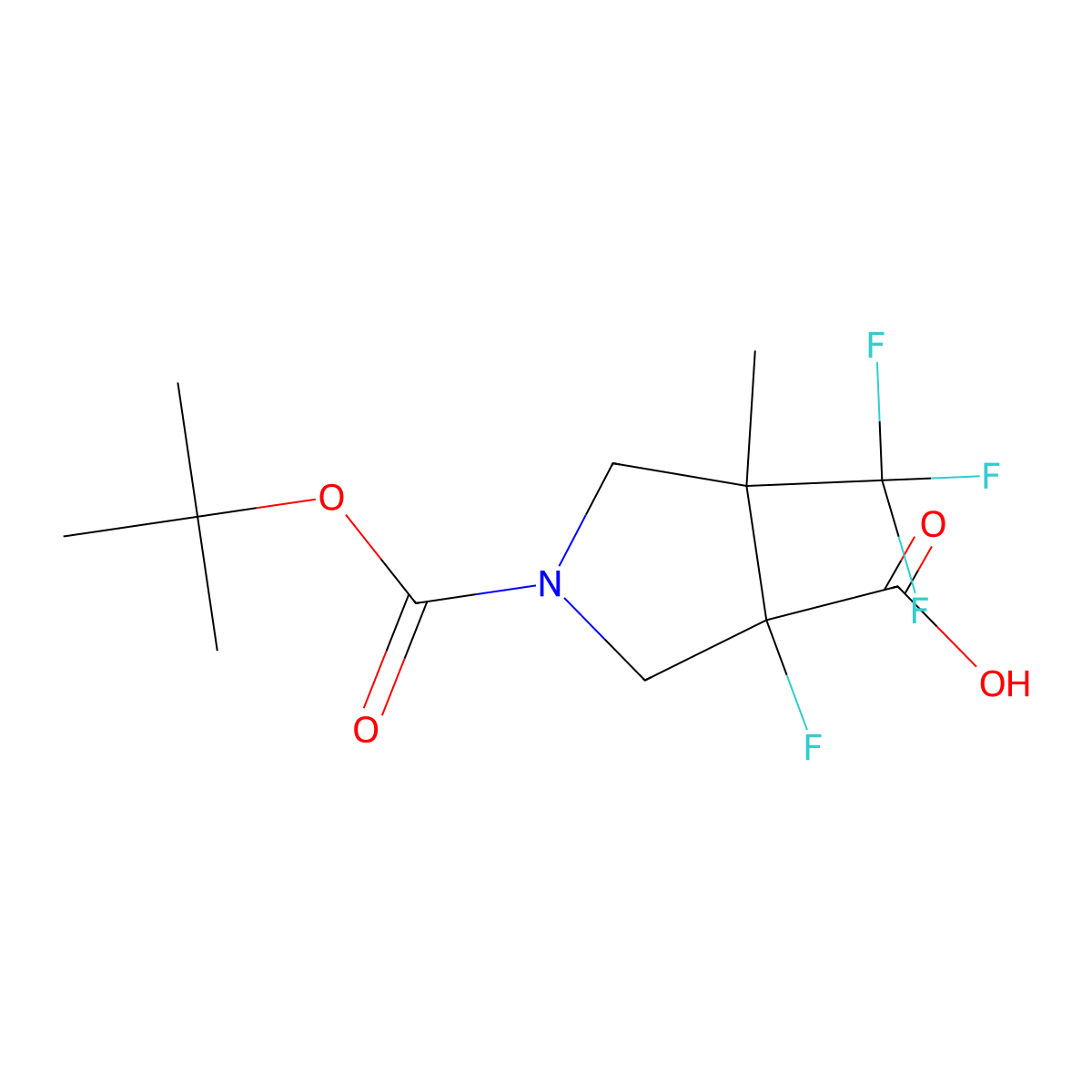 1-[(Tert-butoxy)carbonyl]-3-fluoro-4-methyl-4-(trifluoromethyl)pyrrolidine-3-carboxylic acid molecular structure, CAS 2639422-08-3