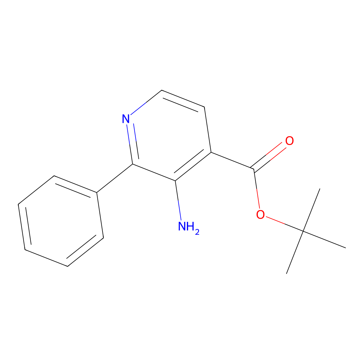 Tert-butyl 3-amino-2-phenylpyridine-4-carboxylate molecular structure, CAS 2639422-18-5