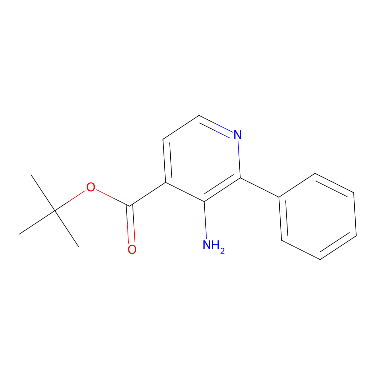 Tert-butyl 3-amino-2-phenylpyridine-4-carboxylate molecular structure, CAS 2639422-18-5