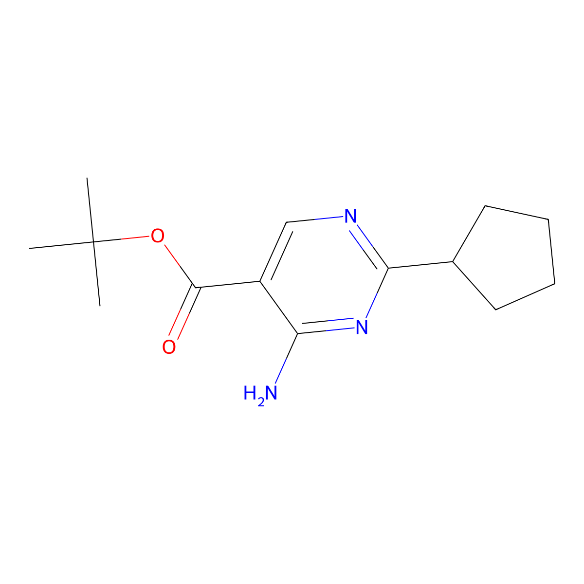 Tert-butyl 4-amino-2-cyclopentylpyrimidine-5-carboxylate molecular structure, CAS 2639422-20-9