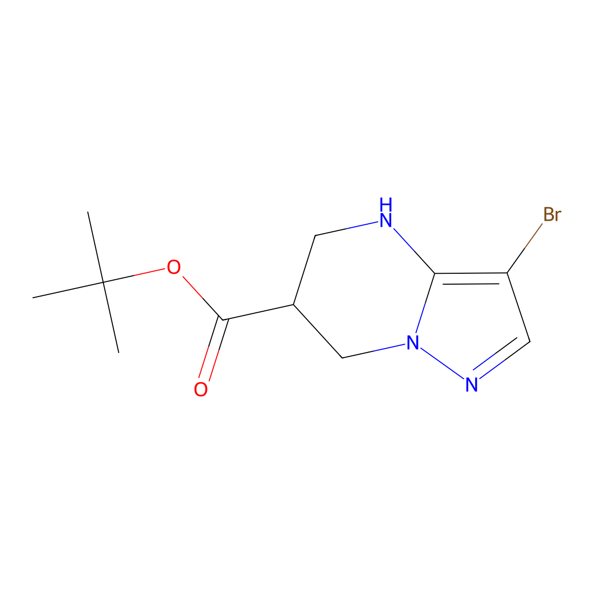 tert-butyl 3-bromo-4H,5H,6H,7H-pyrazolo[1,5-a]pyrimidine-6-carboxylate molecular structure, CAS 2639422-36-7