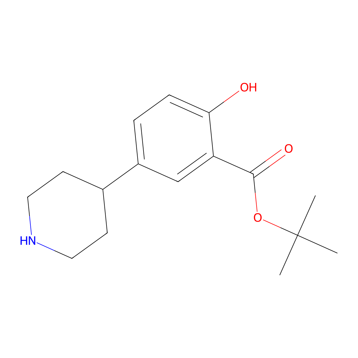 Tert-butyl 2-hydroxy-5-(piperidin-4-yl)benzoate molecular structure, CAS 2639422-58-3