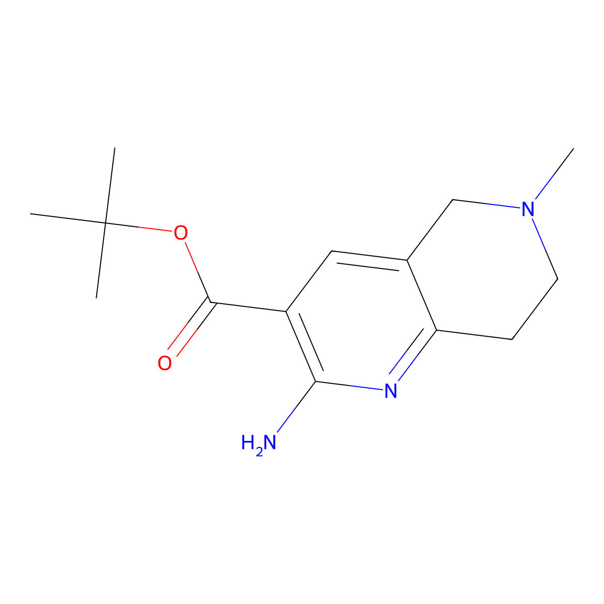Tert-butyl 2-amino-6-methyl-5,6,7,8-tetrahydro-1,6-naphthyridine-3-carboxylate molecular structure, CAS 2639422-63-0