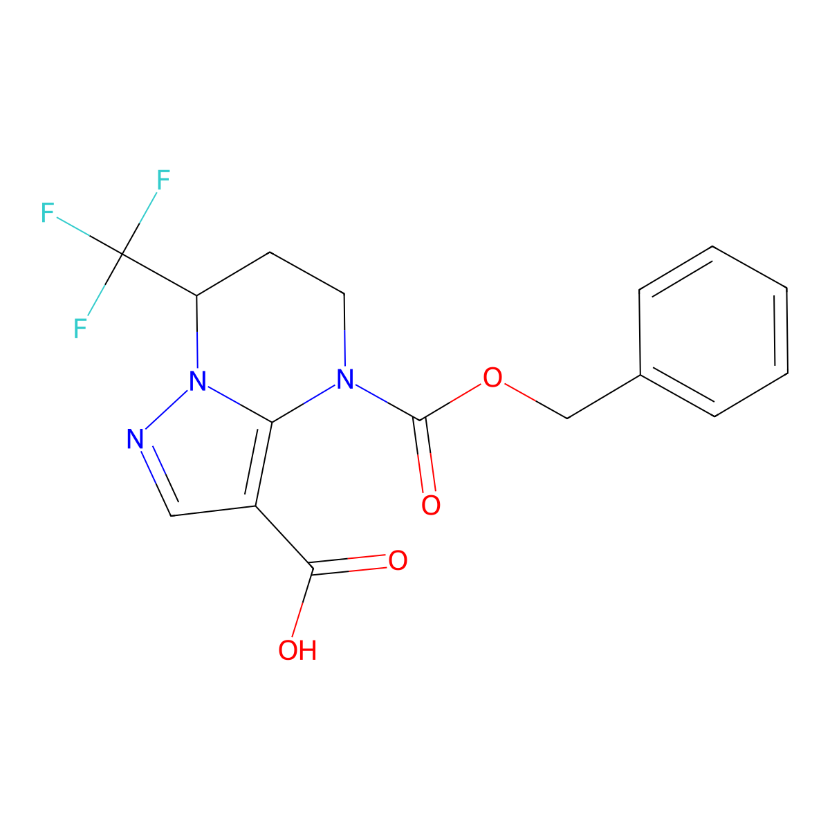 4-[(benzyloxy)carbonyl]-7-(trifluoromethyl)-4H,5H,6H,7H-pyrazolo[1,5-a]pyrimidine-3-carboxylic acid molecular structure, CAS 2639422-69-6