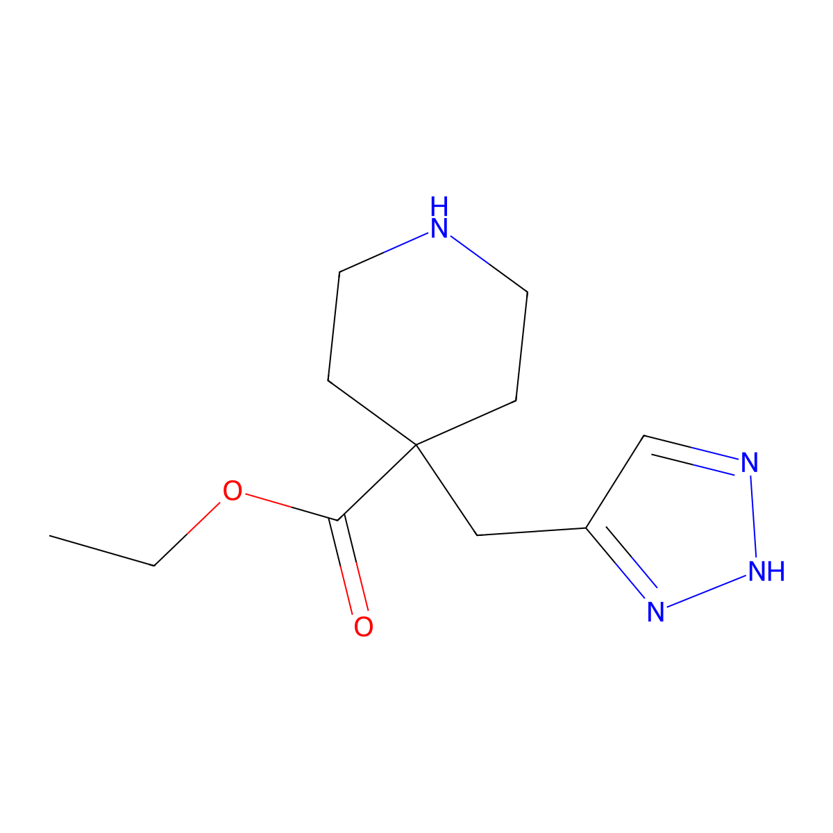 ethyl 4-[(1H-1,2,3-triazol-5-yl)methyl]piperidine-4-carboxylate molecular structure, CAS 2639422-71-0