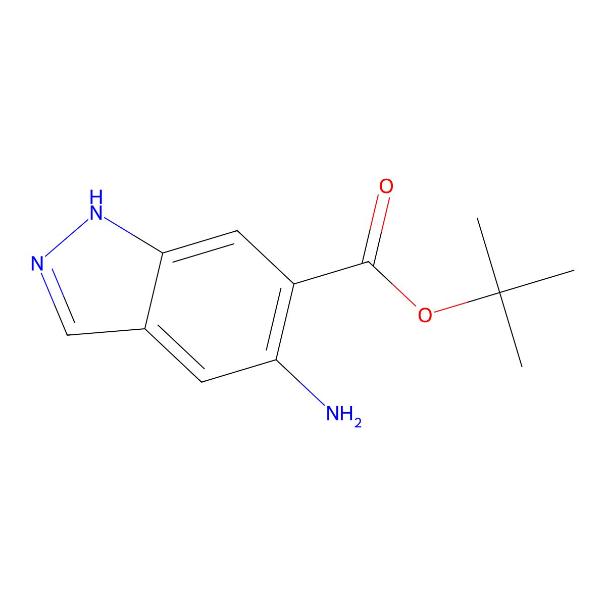 tert-butyl 5-amino-1H-indazole-6-carboxylate molecular structure, CAS 2639422-80-1