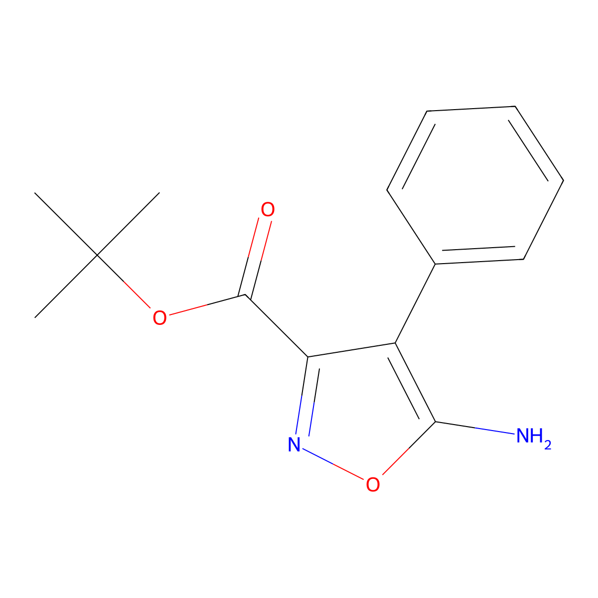 Tert-butyl 5-amino-4-phenyl-1,2-oxazole-3-carboxylate molecular structure, CAS 2639422-87-8