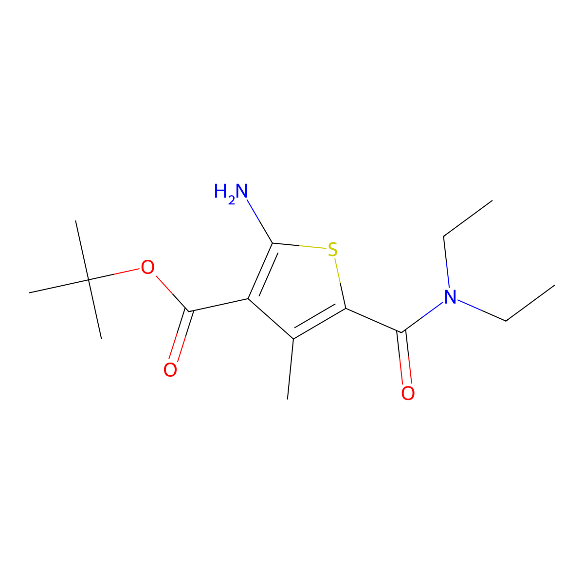 Tert-butyl 2-amino-5-(diethylcarbamoyl)-4-methylthiophene-3-carboxylate molecular structure, CAS 2639422-99-2