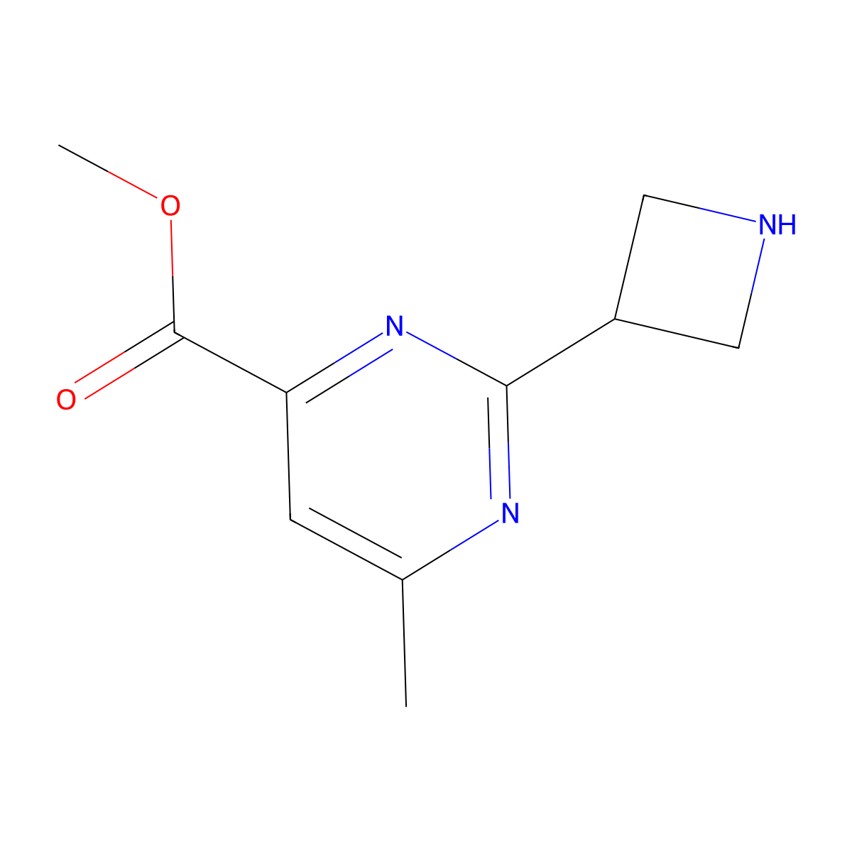 Methyl 2-(azetidin-3-yl)-6-methylpyrimidine-4-carboxylate molecular structure, CAS 2639423-06-4