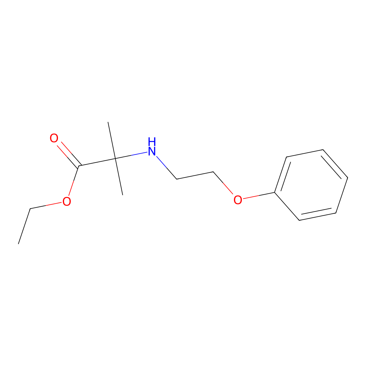 Ethyl 2-methyl-2-[(2-phenoxyethyl)amino]propanoate molecular structure, CAS 2639423-08-6