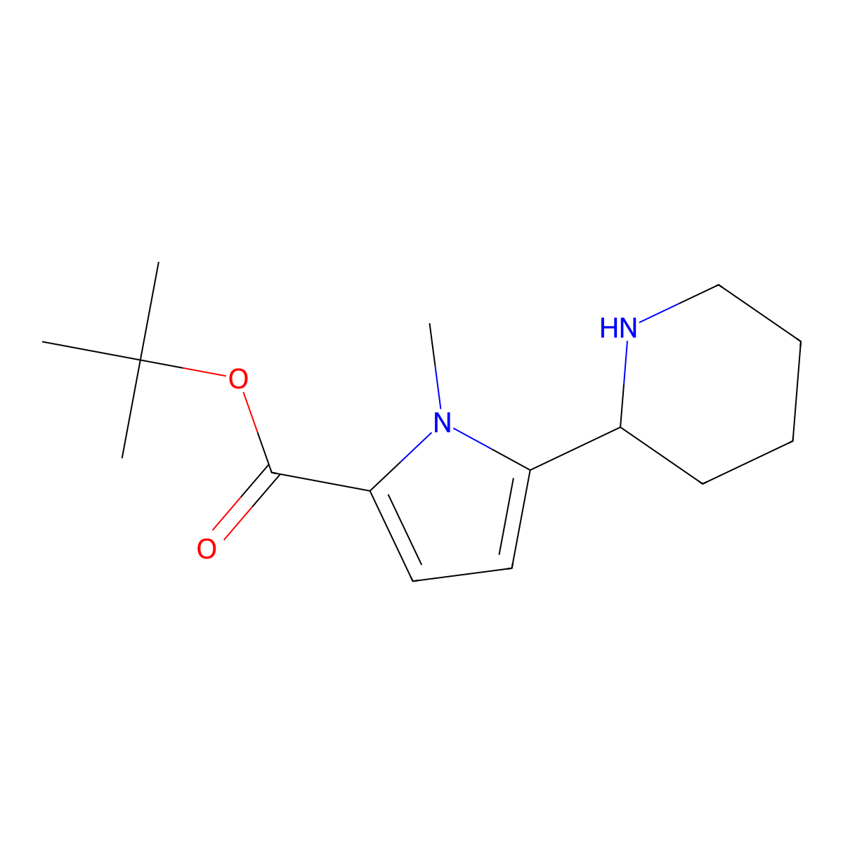 tert-butyl 1-methyl-5-(piperidin-2-yl)-1H-pyrrole-2-carboxylate molecular structure, CAS 2639423-12-2