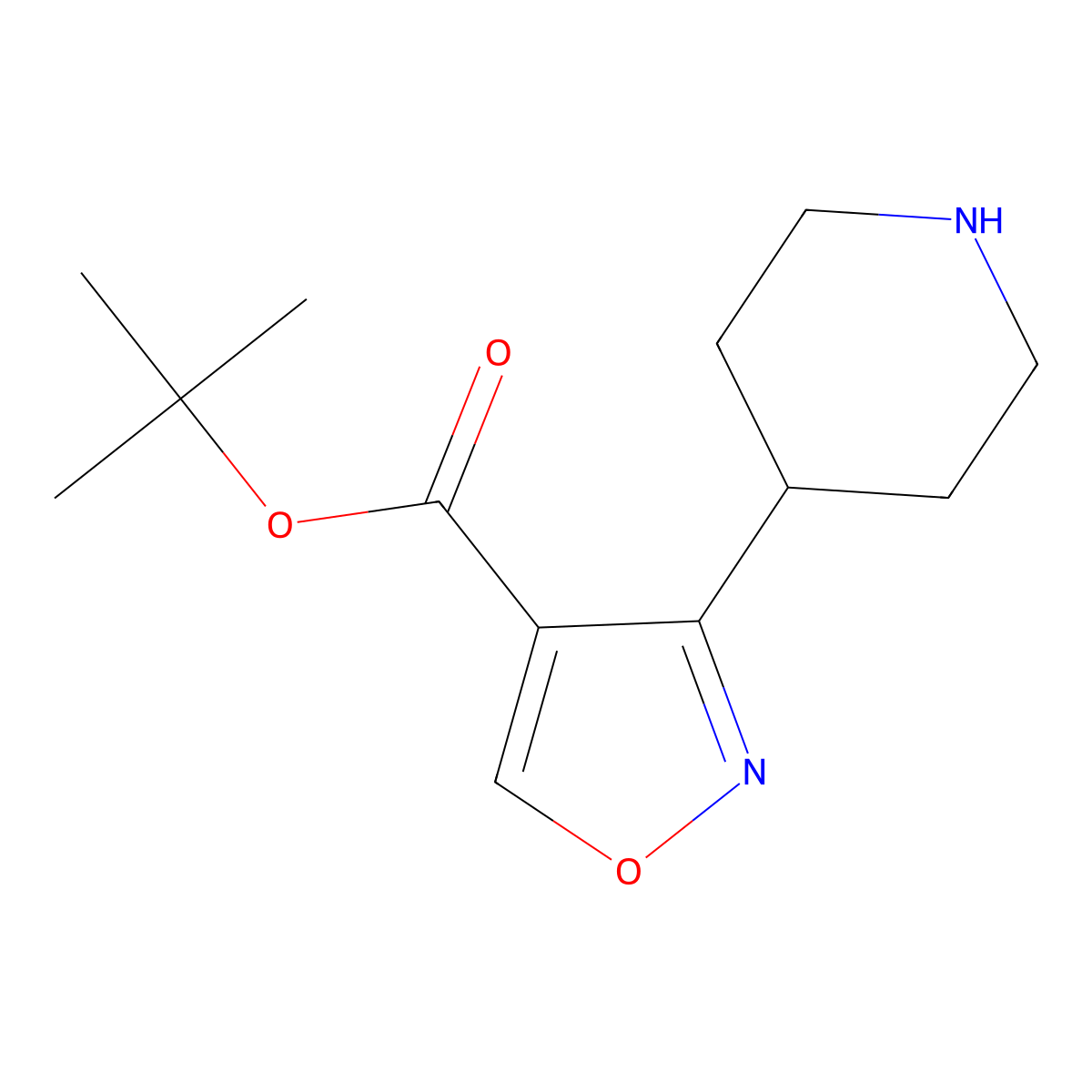 Tert-butyl 3-(piperidin-4-yl)-1,2-oxazole-4-carboxylate molecular structure, CAS 2639423-23-5