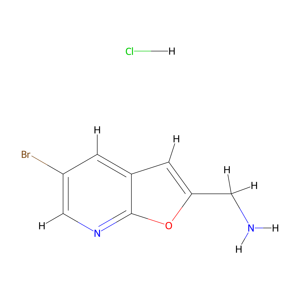 1-{5-Bromofuro[2,3-b]pyridin-2-yl}methanamine hydrochloride molecular structure, CAS 2639423-31-5