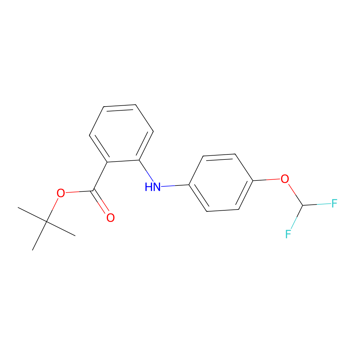 Tert-butyl 2-{[4-(difluoromethoxy)phenyl]amino}benzoate molecular structure, CAS 2639423-33-7