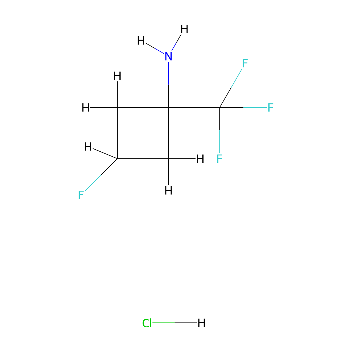 3-Fluoro-1-(trifluoromethyl)cyclobutan-1-amine hydrochloride molecular structure, CAS 2639423-41-7