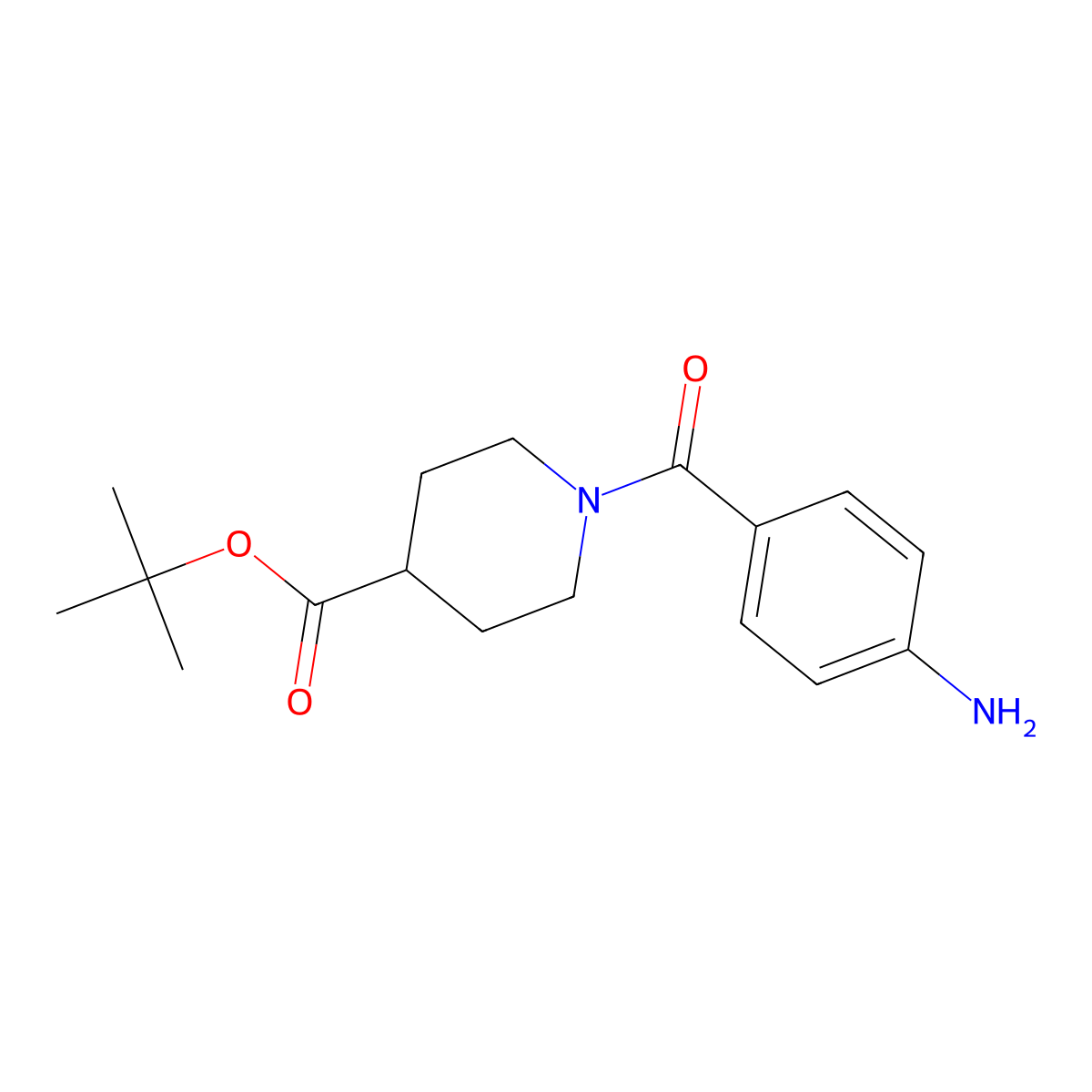 Tert-butyl 1-(4-aminobenzoyl)piperidine-4-carboxylate molecular structure, CAS 2639423-44-0
