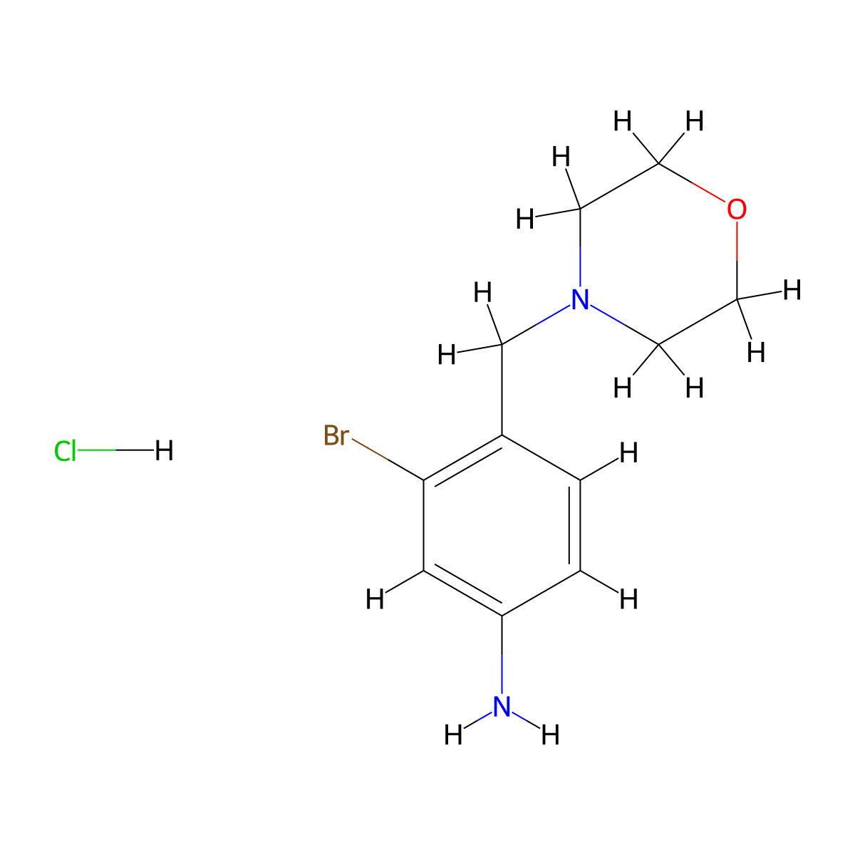 3-Bromo-4-[(morpholin-4-yl)methyl]anilinehydrochloride molecular structure, CAS 2639423-47-3