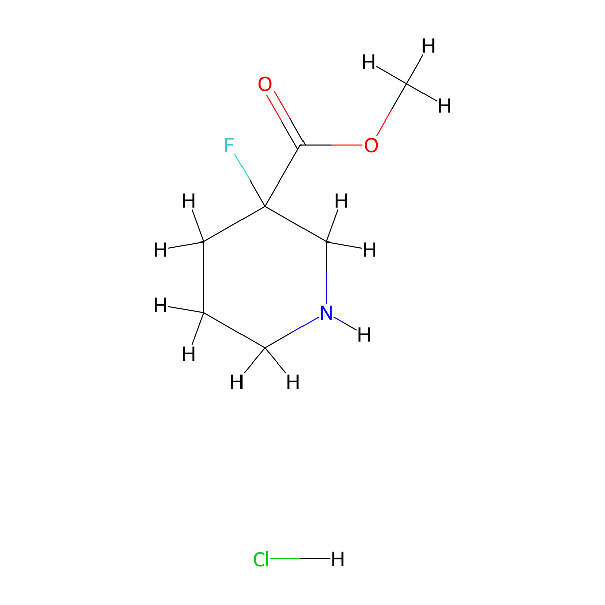 Methyl 3-fluoropiperidine-3-carboxylate hydrochloride molecular structure, CAS 2639423-51-9