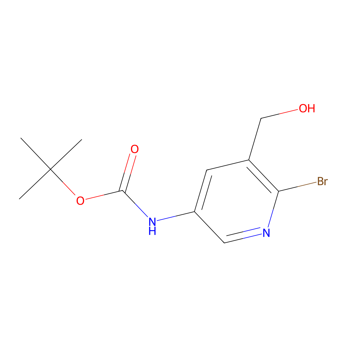 tert-butyl N-[6-bromo-5-(hydroxymethyl)pyridin-3-yl]carbamate molecular structure, CAS 2639423-66-6