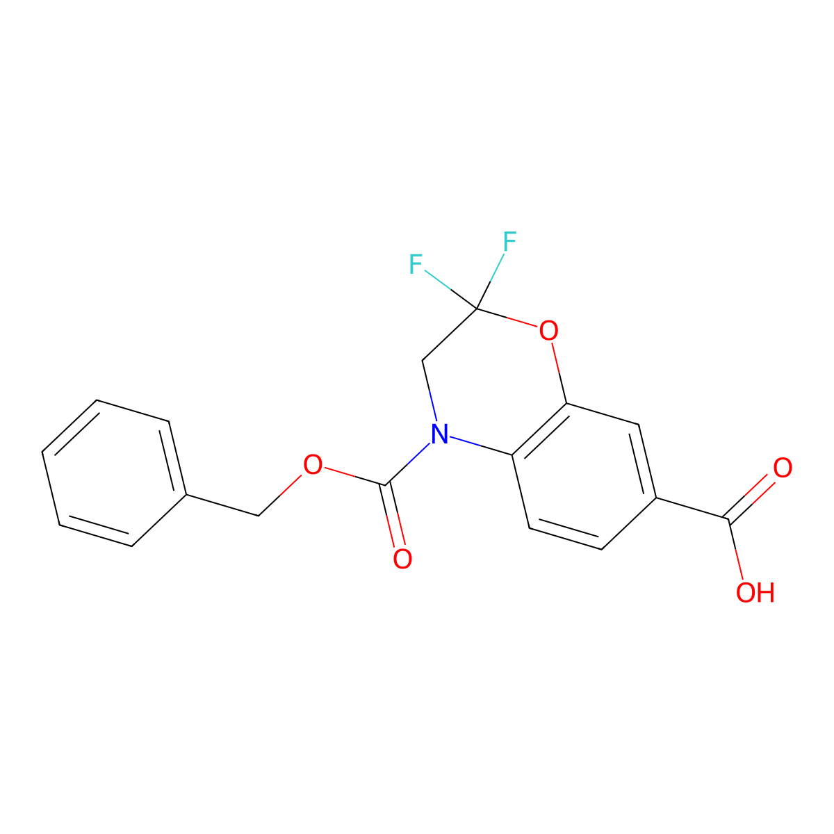 4-[(benzyloxy)carbonyl]-2,2-difluoro-3,4-dihydro-2H-1,4-benzoxazine-7-carboxylic acid molecular structure, CAS 2639423-70-2